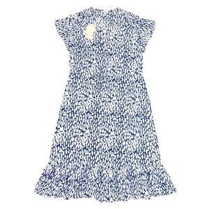 RAILS Blue Cobalt Leopard Midi Dress Size Medium Boho Peasant Greek Islands $238